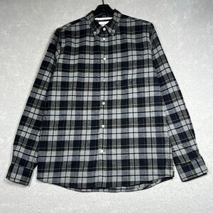Norse Projects Anton Flannel Shirt Size Medium Gray Plaid Long Sleeve Button Up